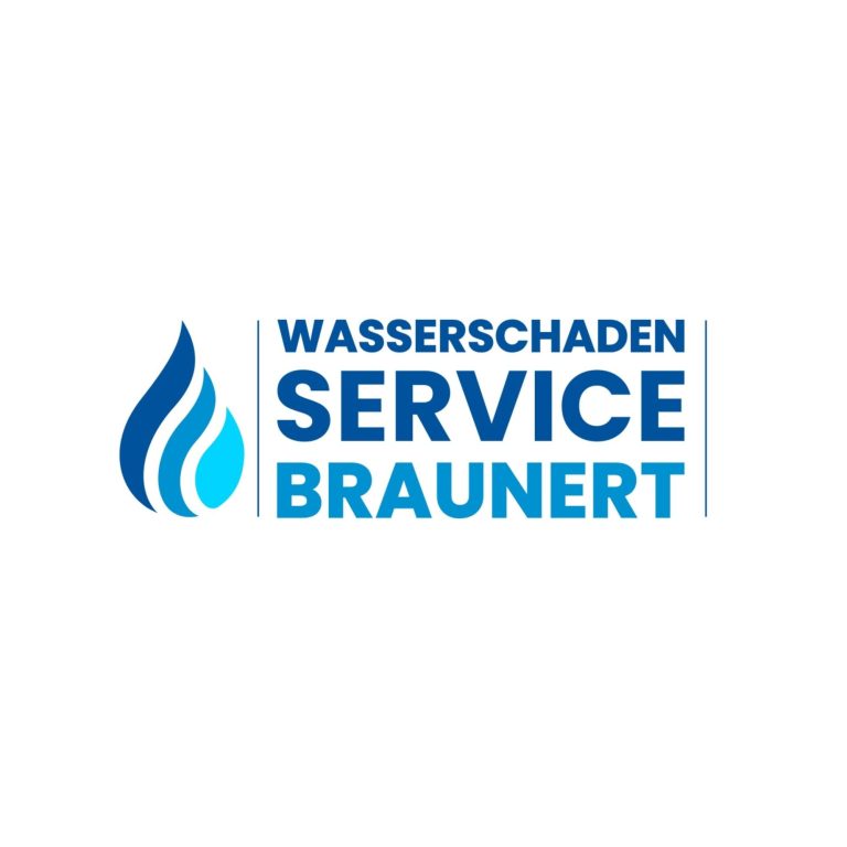 Logo von Wasserschaden-Service Braunert Logo von Wasserschaden Service Braunert mit blauen Wassertropfen und Text.
