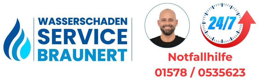 Logo Wasserschaden-Service Braunert mit Bild von Andy Braunert Inhaber
